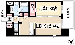 ザ・パークハビオ新栄 1LDKの間取図画像