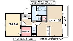 WESTWING 1LDKの間取図画像