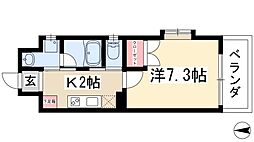 アールズタワー宝が丘 1Kの間取図画像