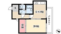 セゾンよもぎ台 1DKの間取図画像