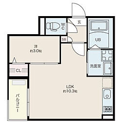名古屋市守山区小幡南2丁目アパート 1LDKの間取図画像