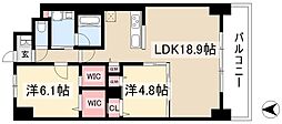 レヴィスタ名東 2LDKの間取図画像