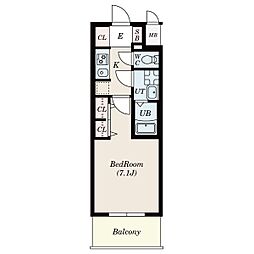 S-RESIDENCE星ヶ丘 1Kの間取図画像