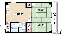 幸栄ハイツ城下 2DKの間取図画像
