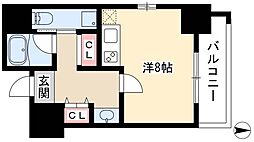 ル・ブルー鶴舞 ワンルームの間取図画像