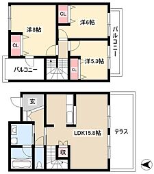 GreenCourt社が丘A 3LDKの間取図画像