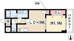 ワイズタワー徳川 1LDKの間取図画像
