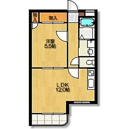 第二スカイラーク丘上 1LDKの間取図画像