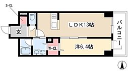 グランルクレ新栄ウエスト 1LDKの間取図画像