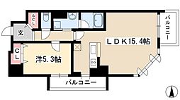 グランルクレ新栄ウエスト 1LDKの間取図画像