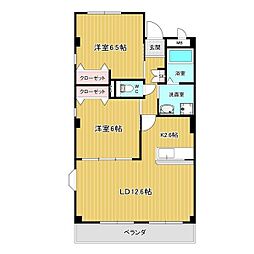 グローヴ大久手B 2LDKの間取図画像