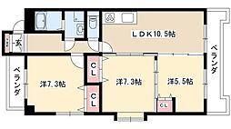 ハイムビーオール2 3LDKの間取図画像