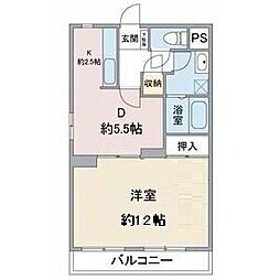 ロッキー猪子石 1LDKの間取図画像