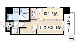 カレント茶屋が坂 1DKの間取図画像