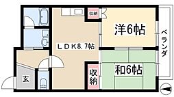 日宝レスカール星ケ丘 2LDKの間取図画像