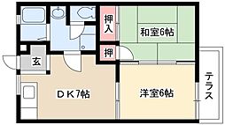 ボナール極楽 2DKの間取図画像