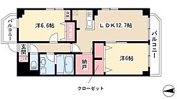 HAPPINESS車道 2LDKの間取図画像