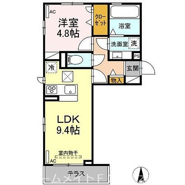 愛知県岡崎市柱町字福部池(賃貸アパート1LDK・1階・37.91㎡)の写真 その2