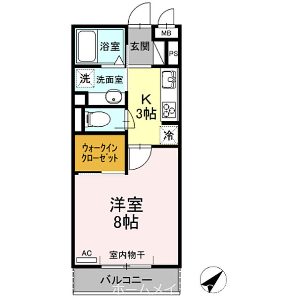 愛知県岡崎市井内町字下堤(賃貸アパート1K・3階・30.28㎡)の写真 その2