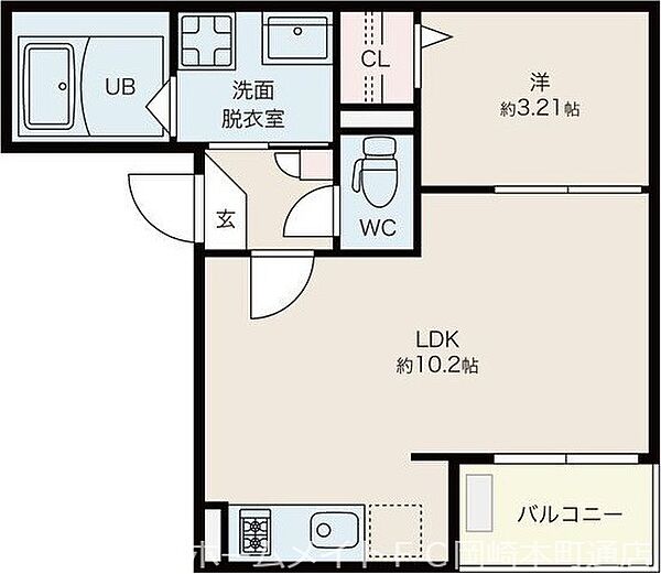 愛知県岡崎市大西3丁目(賃貸アパート1LDK・1階・31.52㎡)の写真 その2