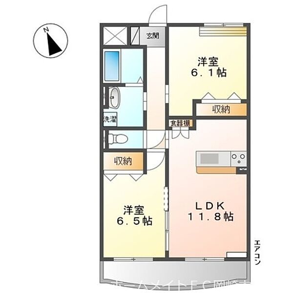 愛知県岡崎市牧御堂町字油田(賃貸マンション2LDK・3階・59.80㎡)の写真 その2