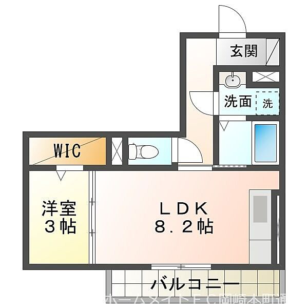 愛知県岡崎市康生通西4丁目(賃貸アパート1LDK・2階・32.70㎡)の写真 その2