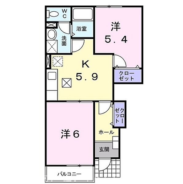 愛知県岡崎市渡町字薬師畔(賃貸アパート2K・1階・42.77㎡)の写真 その2