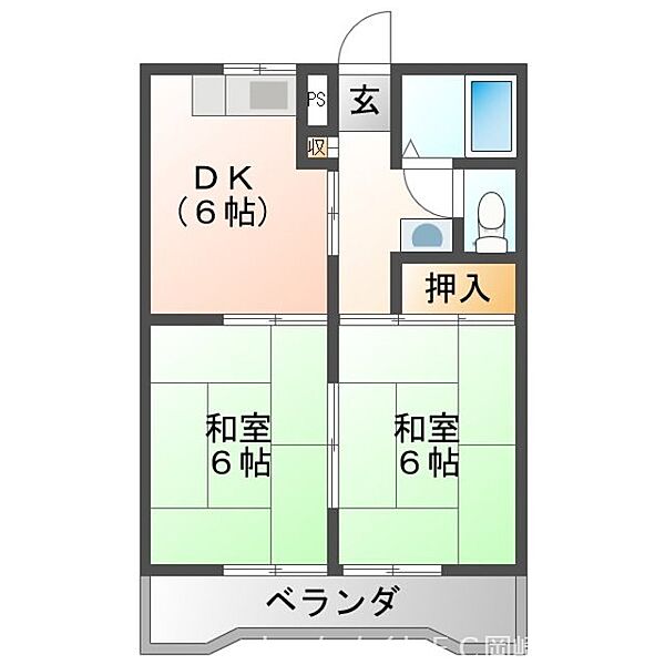 愛知県岡崎市大樹寺3丁目(賃貸アパート2DK・3階・38.88㎡)の写真 その2