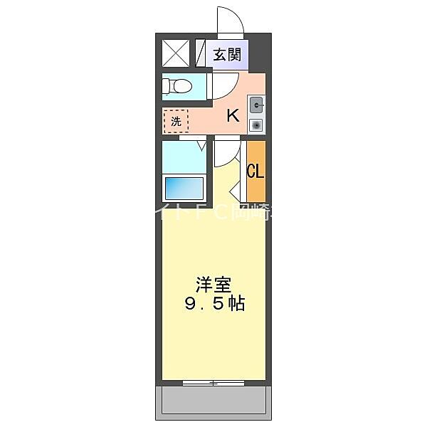 愛知県岡崎市中島町字戸井(賃貸マンション1K・3階・26.10㎡)の写真 その2