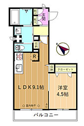 トロワヴィラージュ 1LDKの間取図画像