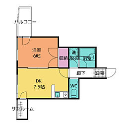 メゾン・ド・ラポール梅沢町 1DKの間取図画像