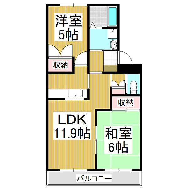 Claire Flevr ｜長野県松本市沢村2丁目(賃貸アパート2LDK・2階・50.08㎡)の写真 その2