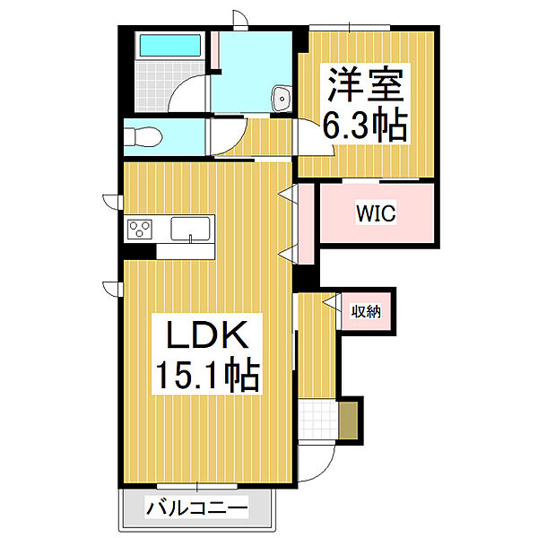 シャーメゾン城北 ｜長野県松本市沢村1丁目(賃貸アパート1LDK・1階・55.71㎡)の写真 その2