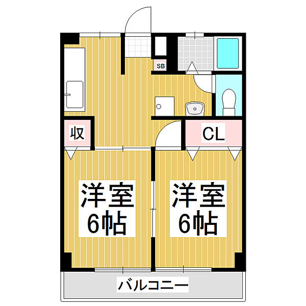 ブエナビスタ浅間 ｜長野県松本市浅間温泉1丁目(賃貸マンション2K・3階・38.37㎡)の写真 その2