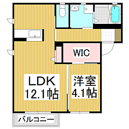 フラワーASAMA 1LDKの間取図画像