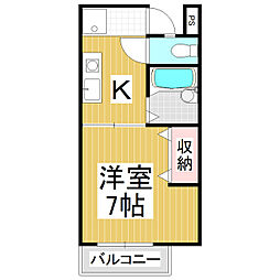 グローリーハイツA 1Kの間取図画像