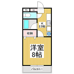 第二フラワーハイツ 1Kの間取図画像