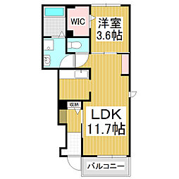 カーサモデルノ 1LDKの間取図画像