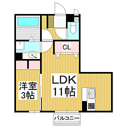 ラ・リヴィエール 1LDKの間取図画像