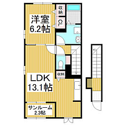 ヴィラ弁天北 1LDKの間取図画像