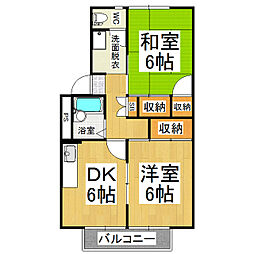 プレジール宮沢 2DKの間取図画像
