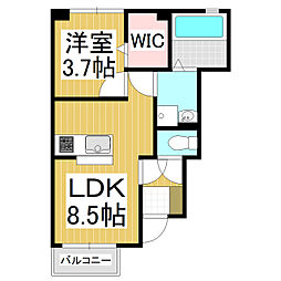 クレスト樹林E 1LDKの間取図画像