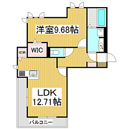 アーバンクレスト白板 1LDKの間取図画像