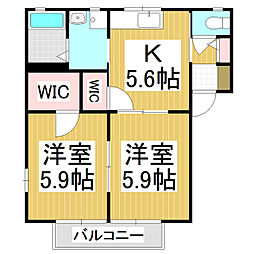 ヴィアーレB 2Kの間取図画像