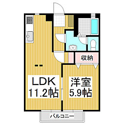 ディアス・リングD 1LDKの間取図画像