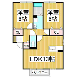シュミネ・トワC 2LDKの間取図画像