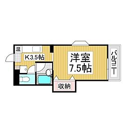 レジデンススミオ 1Kの間取図画像