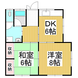 アパート 2DKの間取図画像
