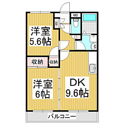 ハイツヒルトップ 2DKの間取図画像