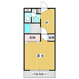 メゾン・ヴァン・ドール 1Kの間取図画像